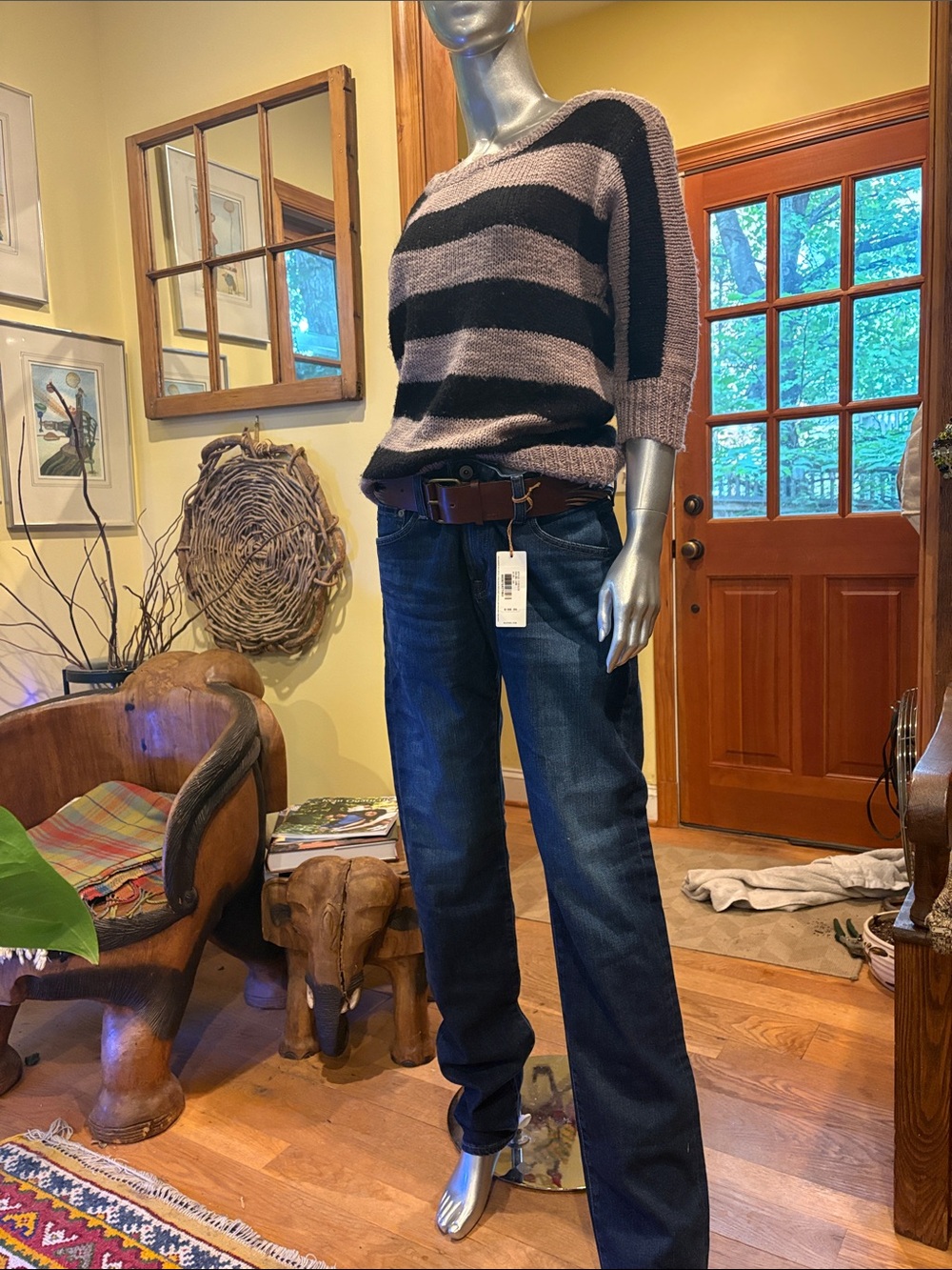 NWT Ag Adriano Goldschmied Men's-Style Straight Jeans in Deep Blue Wash